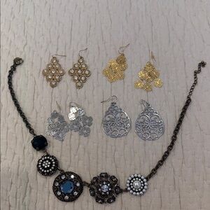 Lia Sophia Black and Silver Statement Necklace